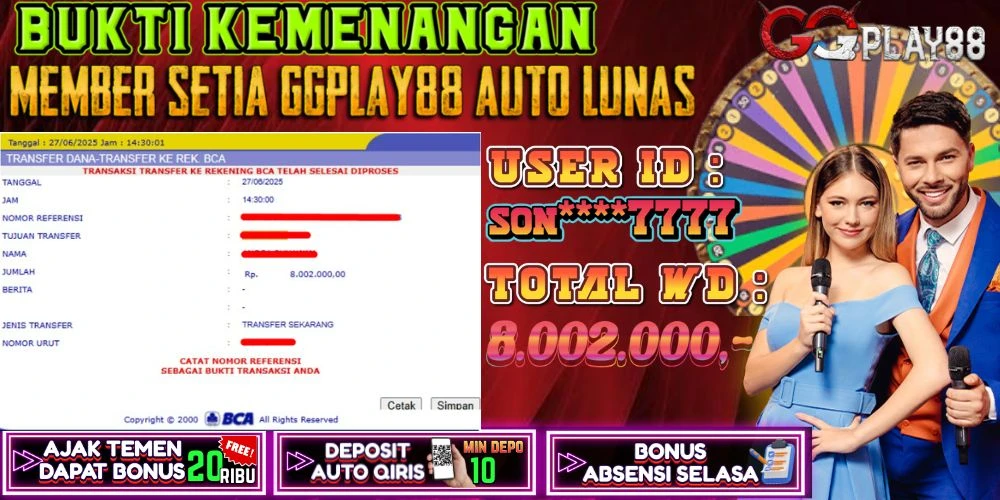 🎁BUKTI WITHDRAW PLAYER AKTIF HARI INI,, SELAMAT KEPADA PLAYER SETIA GGPLAY88 🎁
