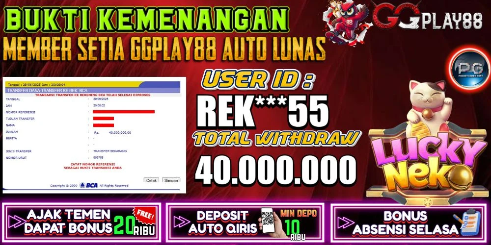 BUKTI KEMENANGAN LUCKY NEKO