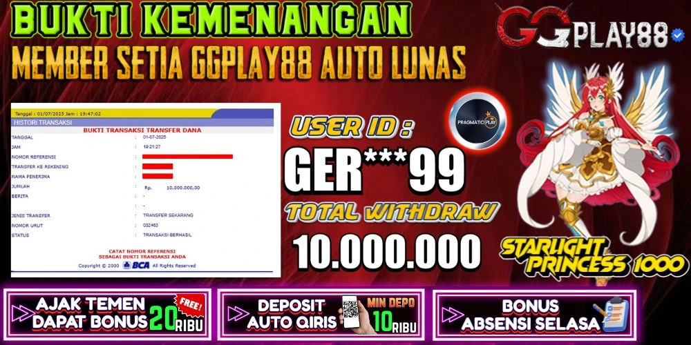 BUKTI KEMENANGAN STARLIGHT PRINCESS 1000